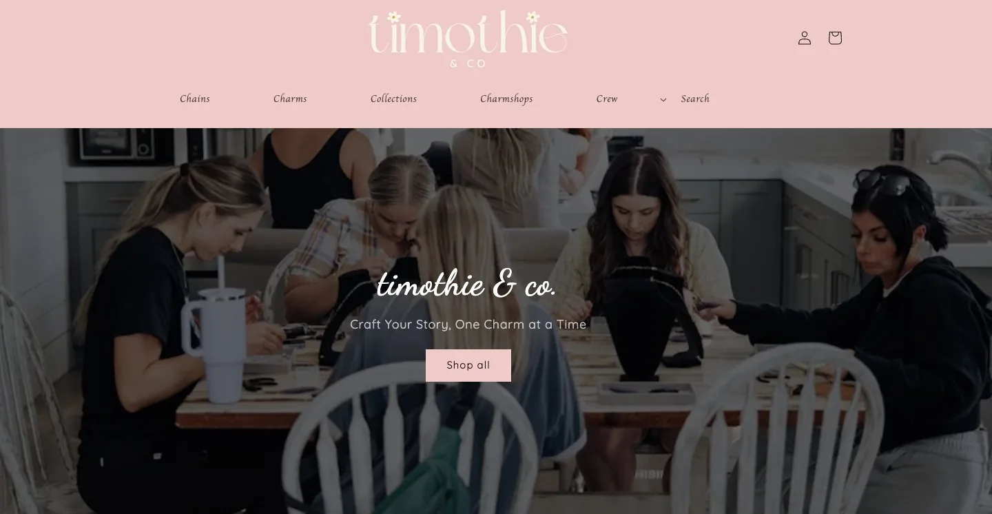 Artisanal Goods for Timothie & Co.: Bespoke digital storefront emphasizing craftsmanship and narrative product storytelling.